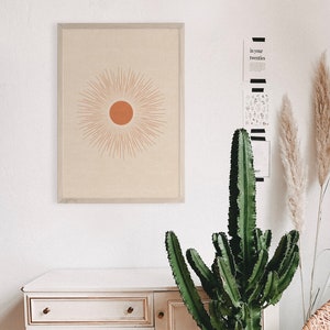 Abstract Sun Art Print, Mid Century Modern, Earth Tone (Digital Download) image 2