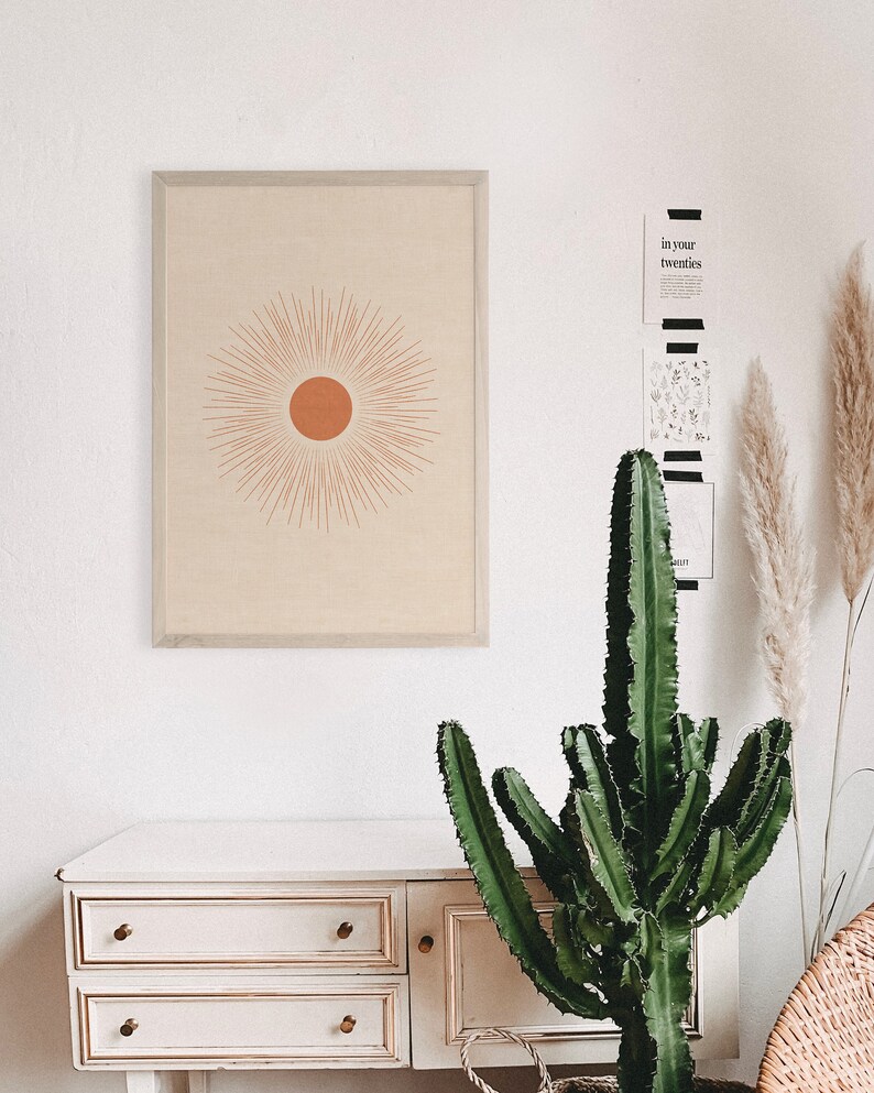 Abstract Sun Art Print, Mid Century Modern, Earth Tone (Digital Download) image 2