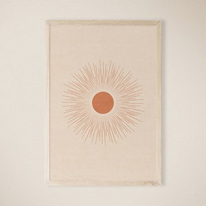 Abstract Sun Art Print, Minimalist Poster, Mid Century, Earth Tones, Terracotta Print, Sun Printable Wall Art, Printable, Instant Download