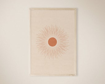Abstract Sun Art Print, Mid Century Modern, Earth Tone (Digital Download)