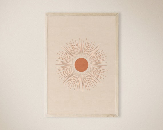 Abstract Sun Art Print, Minimalist Poster, Mid Century, Earth Tones, Terracotta Print, Sun Printable Wall Art, Printable, Instant Download