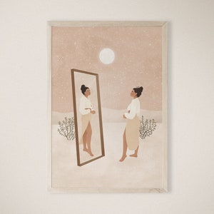 Don't give up on the person you are becoming, Full Moon, Future Self, Woman Art Print, Terracotta, Printable Wall Art, Instant Download