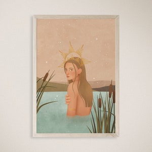 Vulnerability, Goddess, Queen, Celestial, Women Empowerment, Pastel, Selflove, Female Illustration, Printable Wall Art, Instant Download