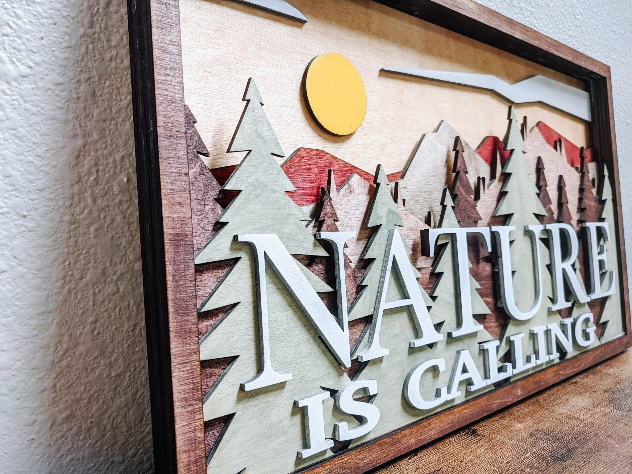Layered Wood Nature Wall Decor Sign Cabin Decor Lake House Etsy