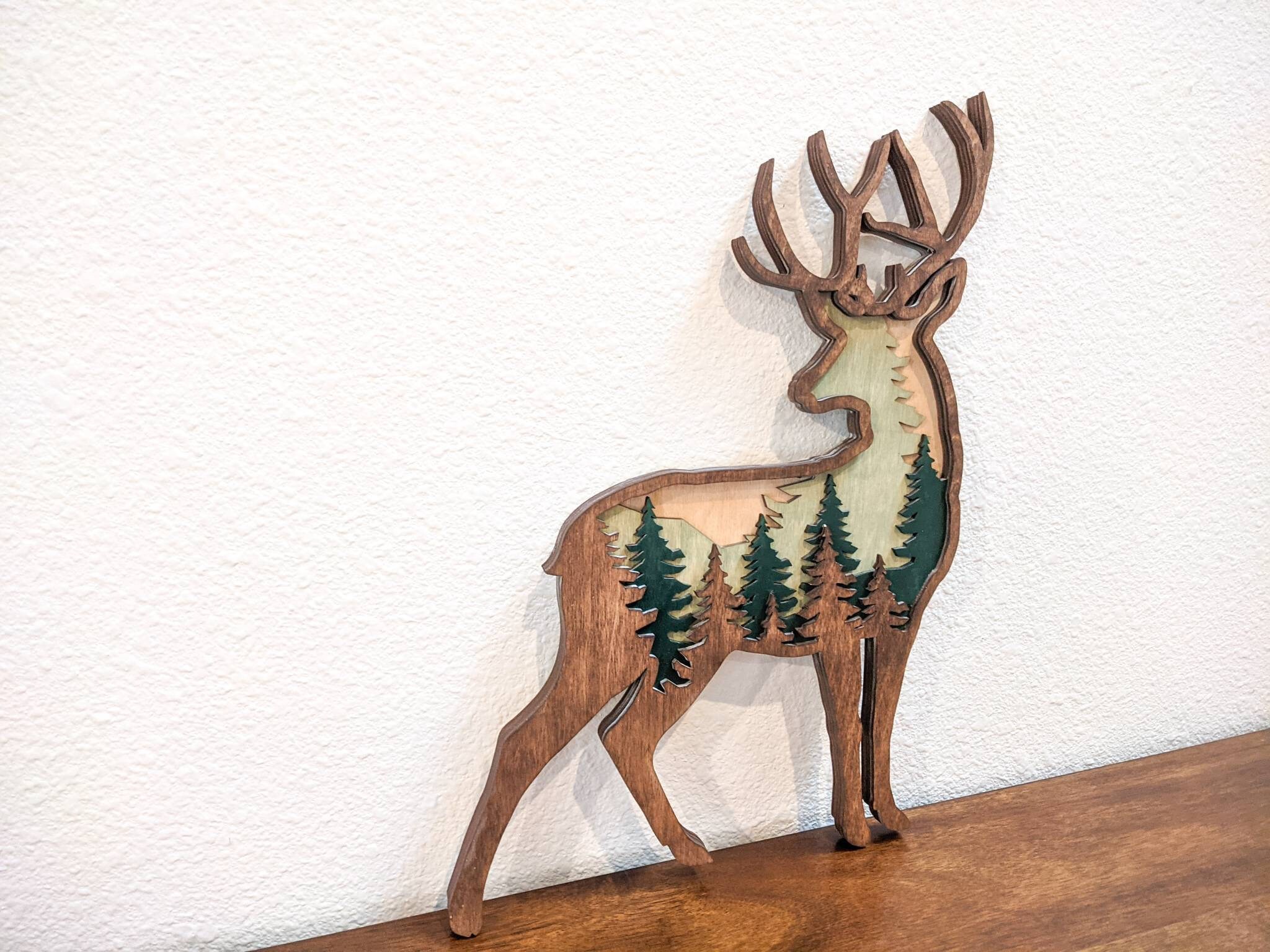 Cabin Decor Deer Art Wood Wall Art 3D Wall Art Gifts for Etsy