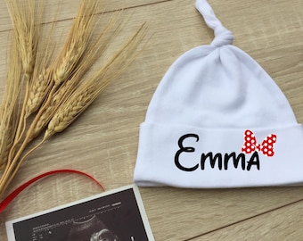 Personalized Baby Hat baby girl hat Newborn Hospital Hat Baby Shower Gift girl Custom Baby Knotted Cap Personalized newborn hat