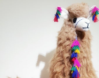 Big Alpaca fur toy Handmade - big animal doll Alpaca, stuffed alpaca Big llama - Giant stuffy alpaca