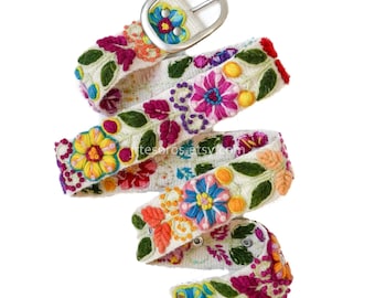 Hand Embroidered Wool Belt – Colorful Peruvian Floral Belt for Women | Boho Festival Accessory | Fair Trade Gift