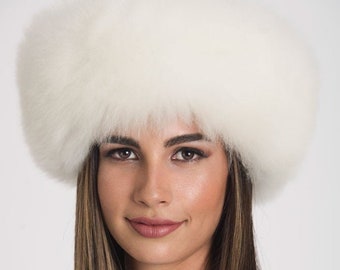 Luxurious Baby Alpaca fur hat WHITE, Ladies women hat, russian hat, cossack hat, alpaca hat fluff, hat women winter