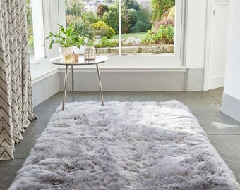 Silver alpaca fur rug area, soft fluffy alpaca rugs, Light Grey rugs runner, rugs indoor, floor carpet rugs alpaca, handmade in Peru