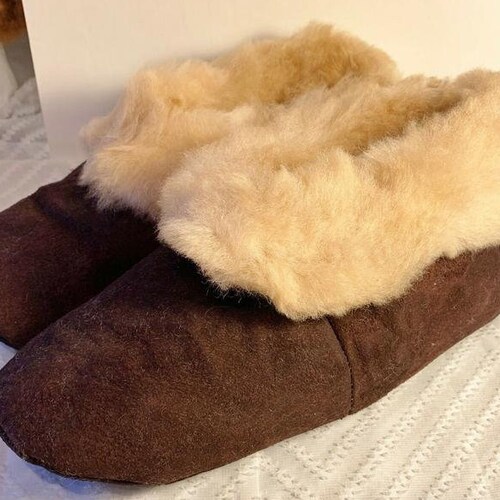 Alpaca Fur Slippers Brown / Beige 
