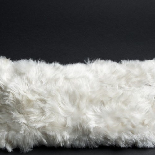 White Alpaca Lumbar Throw Pillow Cushion Made From Natural - Etsy