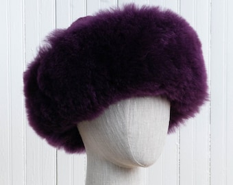 Premium Baby Alpaca fur hat Purple, Ladies women hat made from Natural Alpaca Skin, cossack hat girls, gift for her - Handmade in Peru