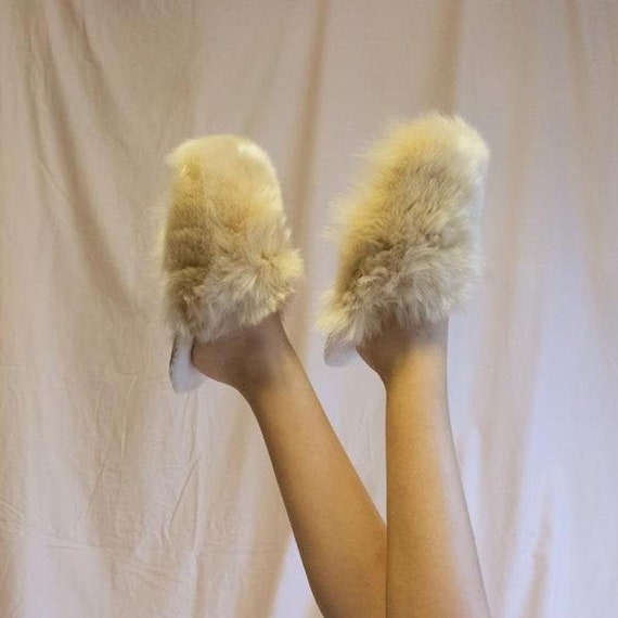 Alpaca Fur Slippers Beige Soft Plush Slippers Slippers Women