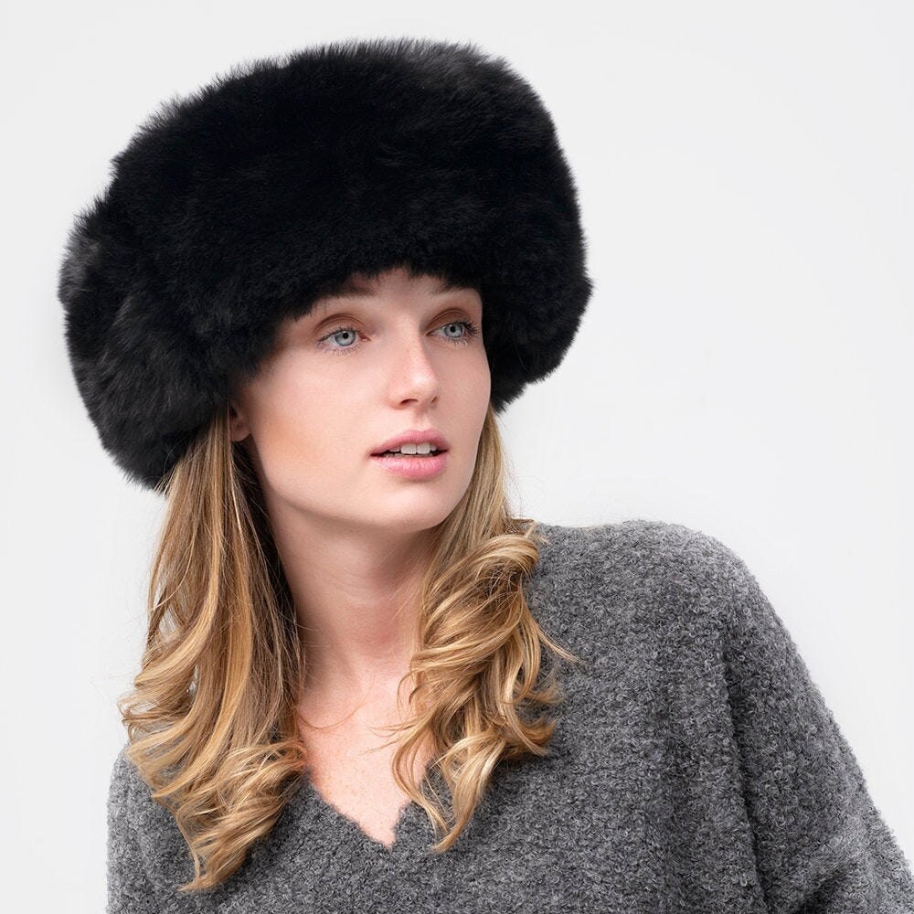 Luxurious Baby Alpaca Fur Hat BLACK, Unisex Alpaca Hat  display picture 1