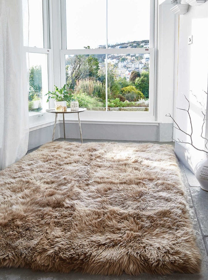 Luxurious Alpaca fur Rug - Caramel,  Alpaca Fur Rug Area Handmade, rugs indoor home, Fur Accents Rug Room Decor, made in Peru