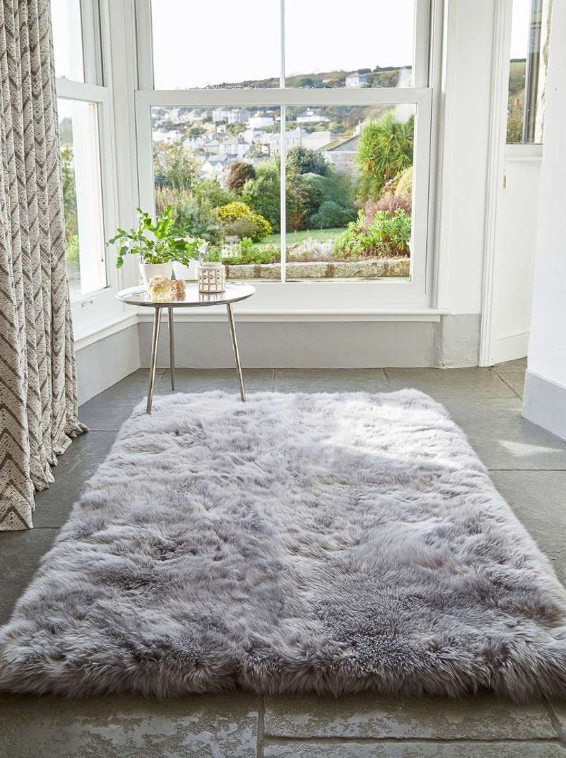 Silver Alpaca Fur Rug Area Soft Fluffy Alpaca Rugs Light Etsy
