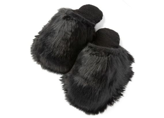 Women slippers alpaca black slippers unisex alpaca fur | Etsy