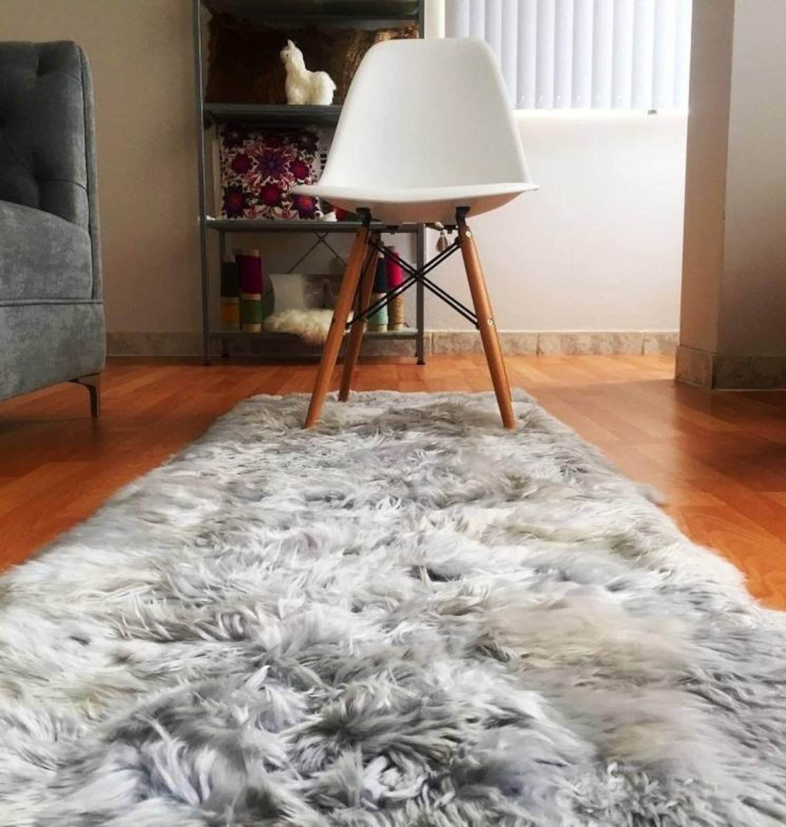 Light gray alpaca fur rug area soft fluffy alpaca rugs Light Etsy