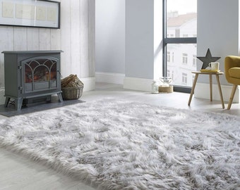 Luxurious Alpaca fur rug Silver, soft fluffy alpaca rug area, Grey rugs runner, rugs indoor, floor carpet rugs alpaca, 100% Handmade in Peru