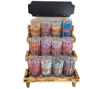 Old Fashioned Gilliam Stick Candy Burnt Wood Display - 960 Ct Gilliam Sticks Included