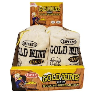 Giant Gold Mine Nugget Bubble Gum - 12 Count Bag & Display Crate
