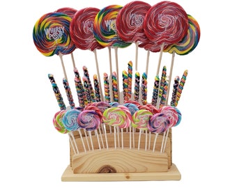 Wooden Lollipop Fan Display - Holds 48 Lollipops (Lollipops Sold Separately)