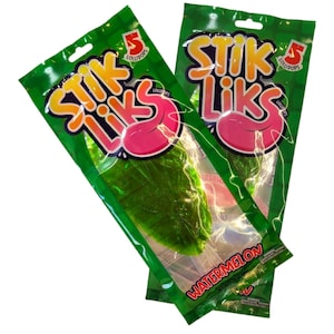 Stik Liks Lollipops – 5 Lollipops Per Bag - 15 Ct Box Display - Watermelon