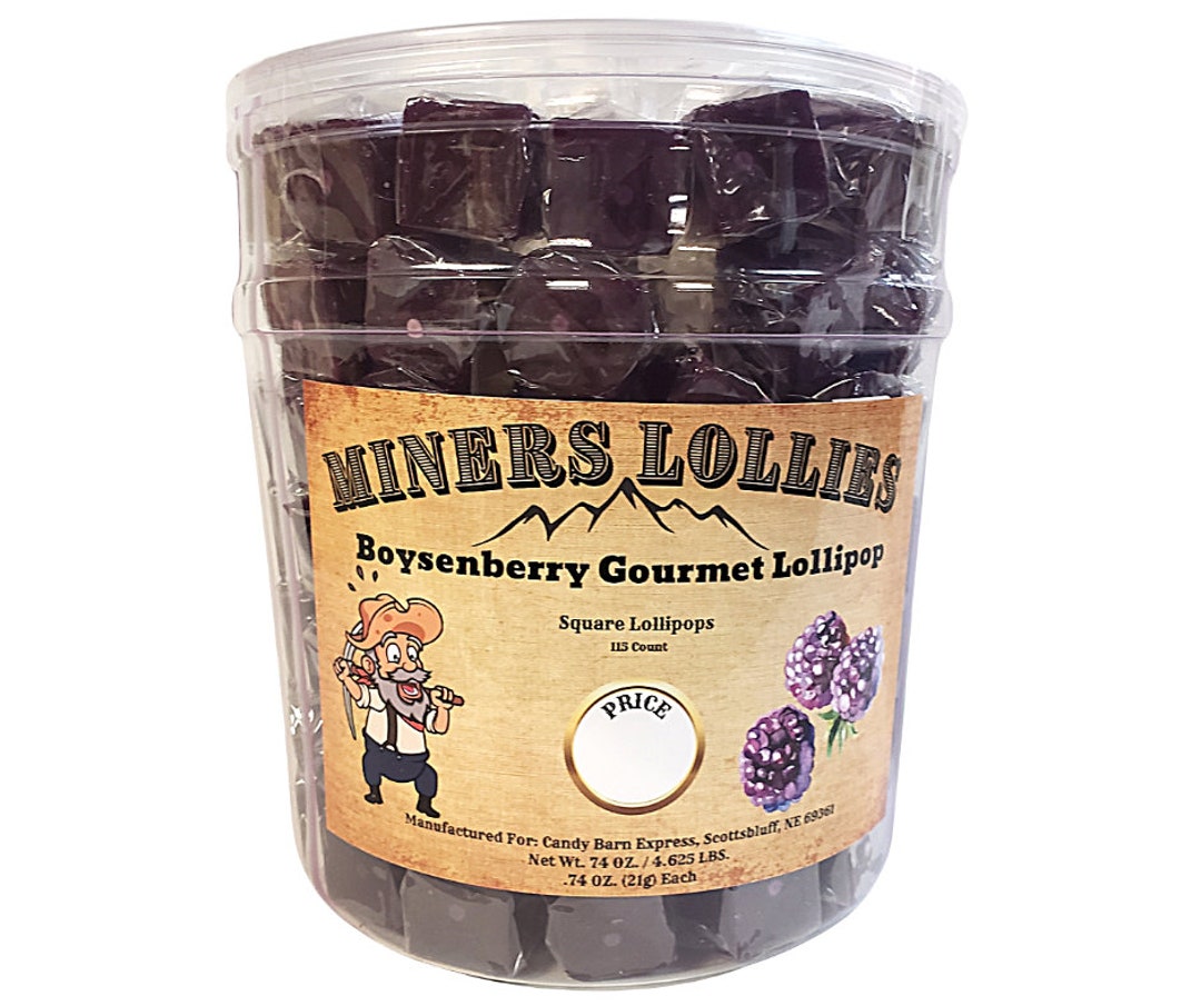 Miners Lollies Boysenberry Square Gourmet Lollipops 100 Ct. Jar Etsy
