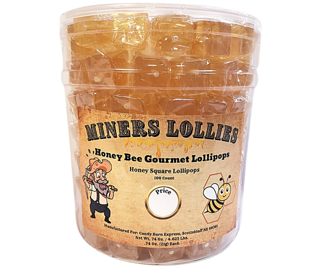 Miners Lollies Honey Bee Squares Lollipops 100 Ct. Jar Etsy