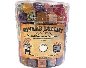 Miners Lollies Square Gourmet Lollipops - Assorted Flavors-100 Ct.