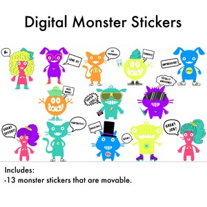 リモート学習とバーチャル学習のためのデジタルモンスターステッカー