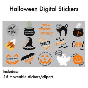 バーチャルおよびリモート学習用のハロウィーン デジタル ステッカー
