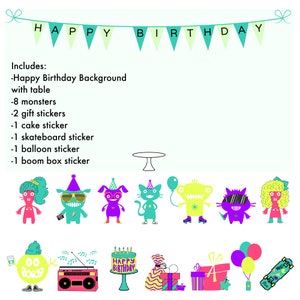 デジタルモンスター誕生日パーティーステッカーキット リモート&バーチャル学習用 誕生日プレゼントまたはご褒美