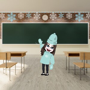 Virtueller Winter Klassenzimmer Hintergrund für Fernlernen