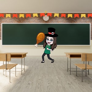 Virtual Thanksgiving Classroom Background for Remote Learning