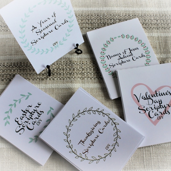 ESV-Seasonal Scripture Advent Cards for Christmas, Thanksgiving, Easter, and Valentine's Day Instant Download Digital Print Advent Calendars