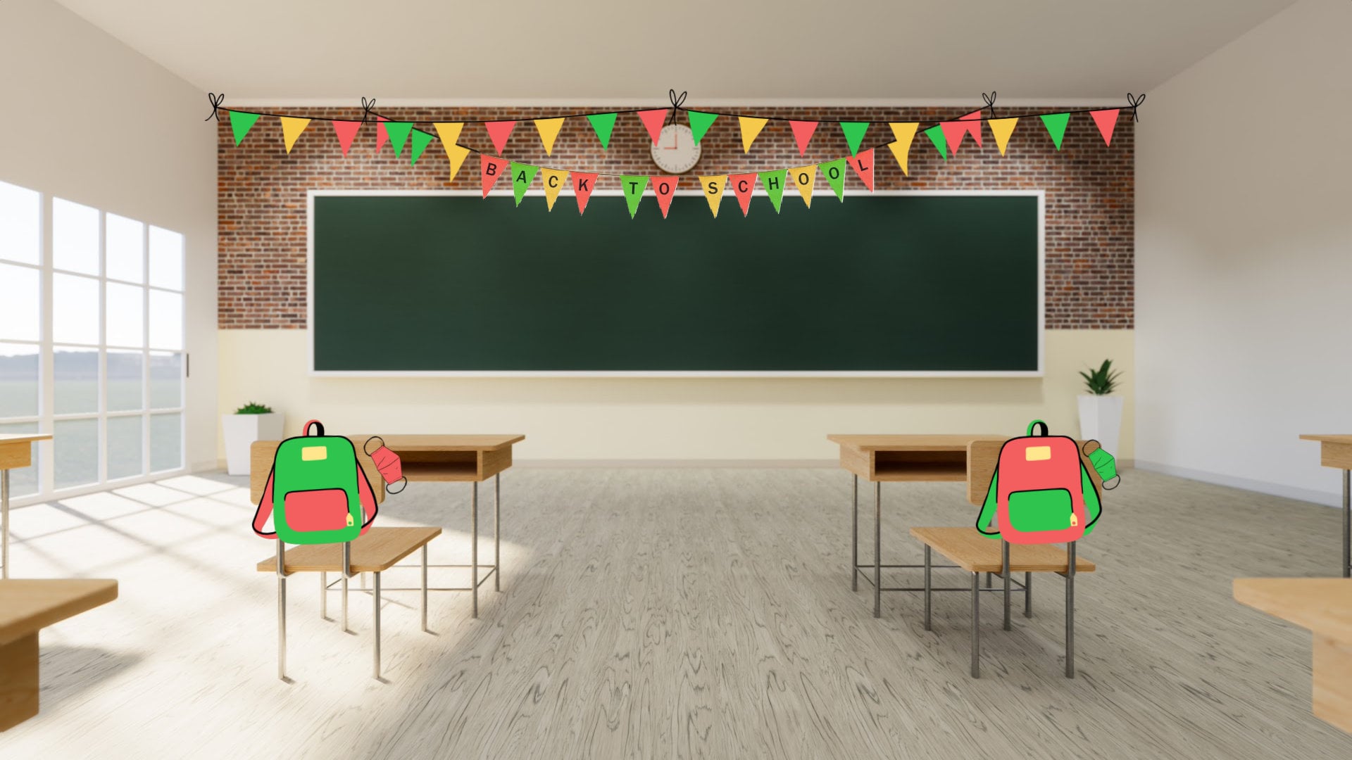 Virtual Back to School Classroom Background for Remote 