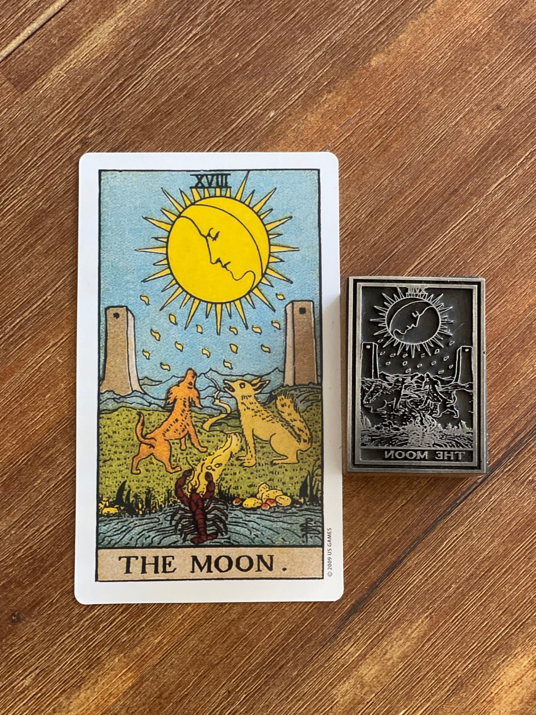 Major Arcana the Moon Cold Cast Bronze Tarot Stamp Etsy