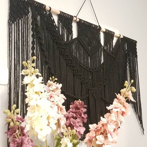 Black Ceylan large macrame wall hanging, Oversize Macrame wall art, colorful boho wall decor, custom macrame curtain, housewarming gift