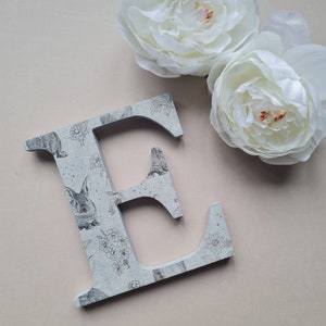 Easter Gifts, Bunny Decoupaged Initials, Personalised Wooden Letter, Babys Nursery Decor, Freestanding Letter, Wall Hanging, Wooden Initial