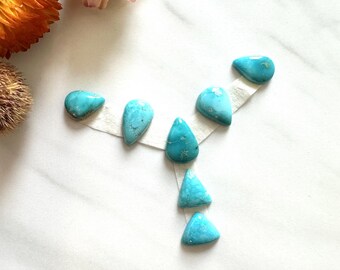 Small Sky Blue Mixed Kingman Turquoise, Set of 7