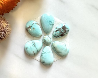 Small Faint Blue Mixed Sand Hill Turquoise, Set of 7