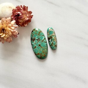 Large Sea Green Oval Bamboo Mountain Turquoise, Set of 2