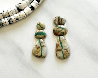 Small Deep Green Mixed Royston Turquoise, Set of 6