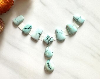 Small Faint Blue Mixed Sand Hill Turquoise, Set of 9