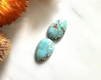 Medium Sky Blue Teardrop Sand Hill Turquoise, Set of 2
