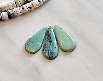 Large Mint Green Teardrop Crescent Lake Variscite, Set of 3