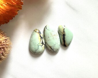 Small Faint Blue Freeform Crescent Lake Variscite, Set of 3