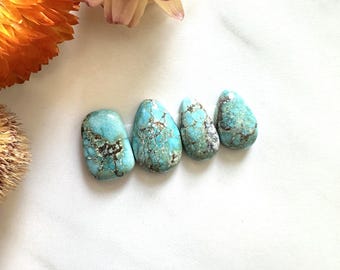 Small Sky Blue Mixed Sand Hill Turquoise, Set of 4